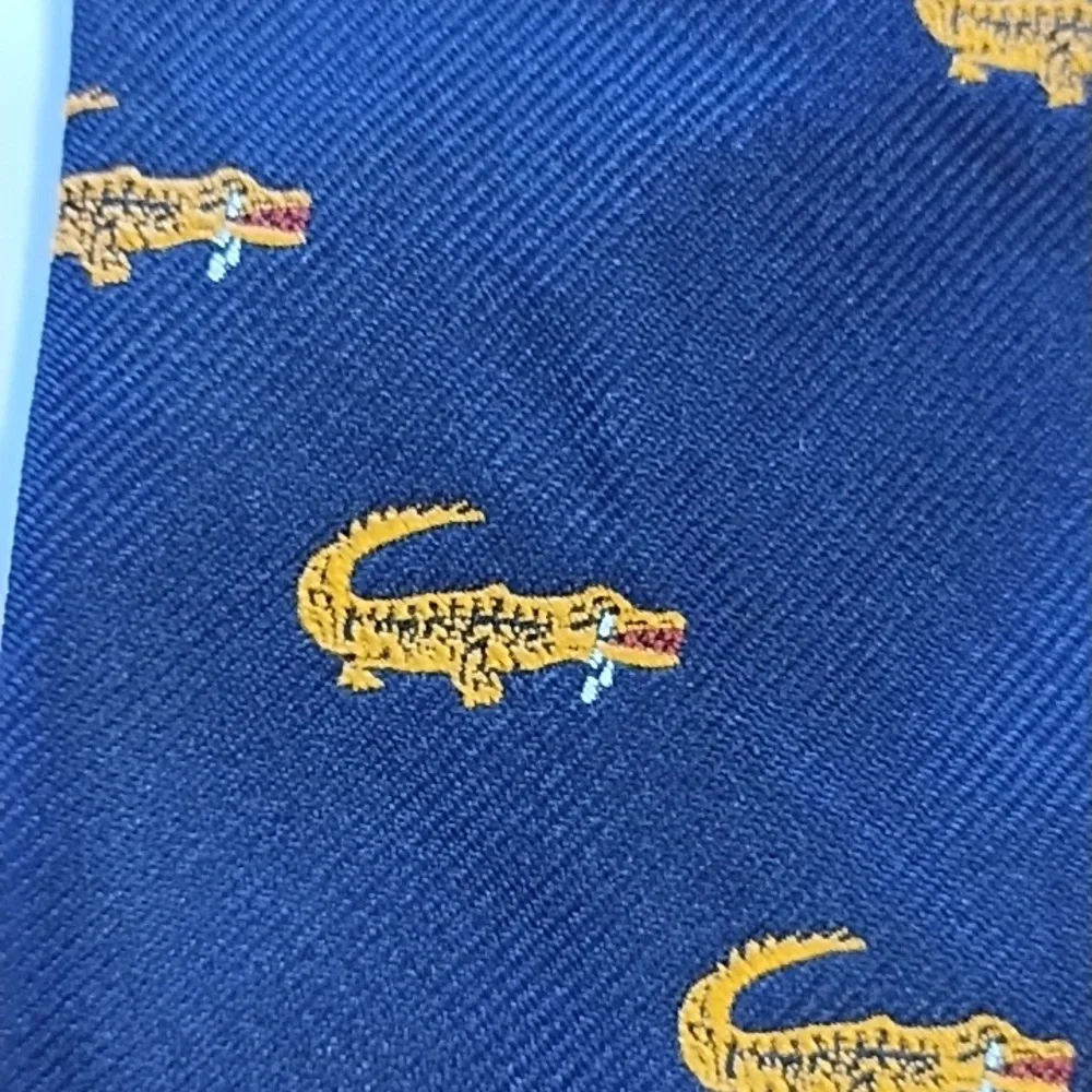 Navy & Orange Alligator Tie - Picture 10 of 10